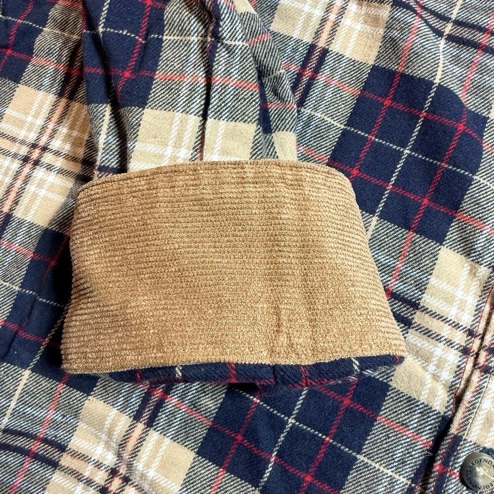 NWT Legendary Whitetails Mens XLT Buck Camp Flannel Shirt Navy Tan Plaid 6464 - Picture 9 of 16